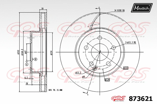 Disque de frein MAXTECH 873621