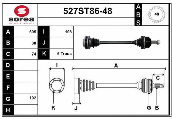 Arbre de transmission STARTCAR 527ST86-48