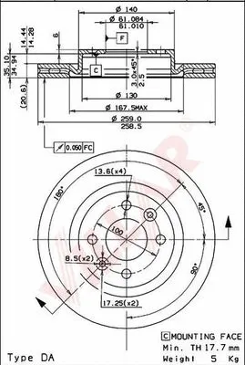 Disque de frein VILLAR 628.0554