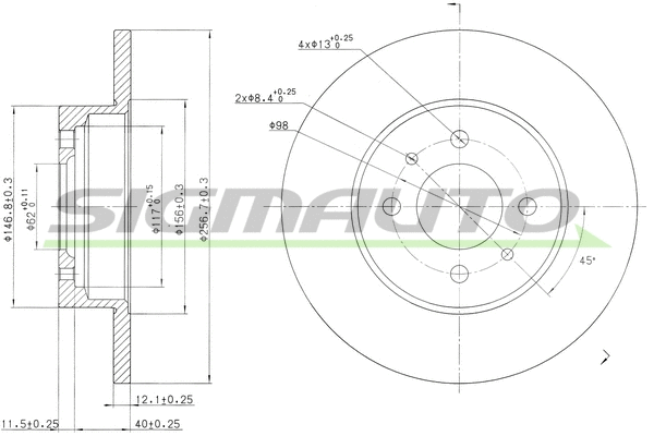 Disque de frein SIGMAUTO DBA109S