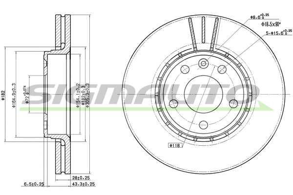Disque de frein SIGMAUTO DBB204V