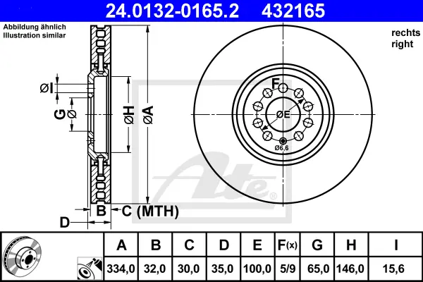 Disque de frein ATE-APAC 24.0132-0165.2