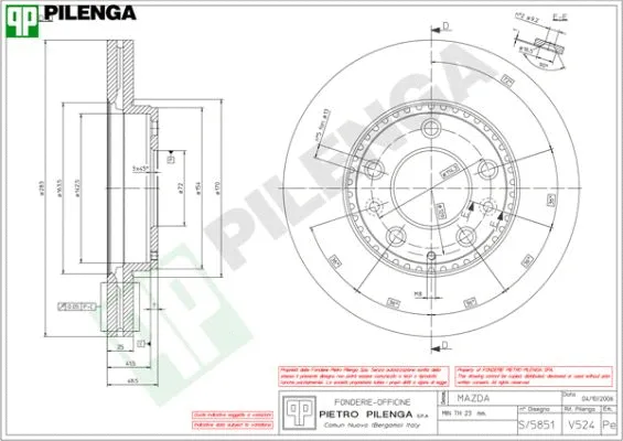 Disque de frein PILENGA V524