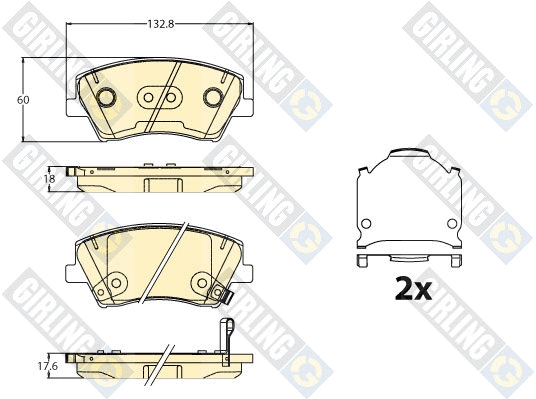 Kit de plaquettes de frein, frein à disque GIRLING 6122038