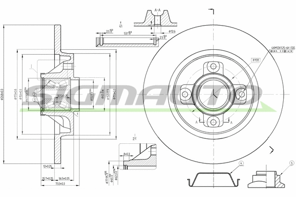 Disque de frein SIGMAUTO DBB735S