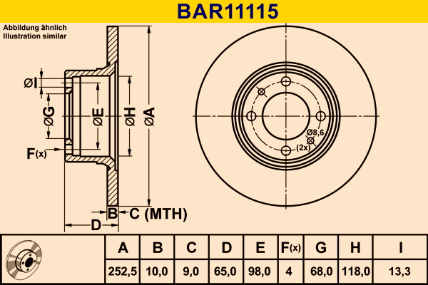 Disque de frein BARUM BAR11115