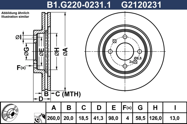 Disque de frein GALFER B1.G220-0231.1