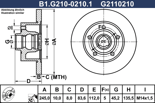 Disque de frein GALFER B1.G210-0210.1