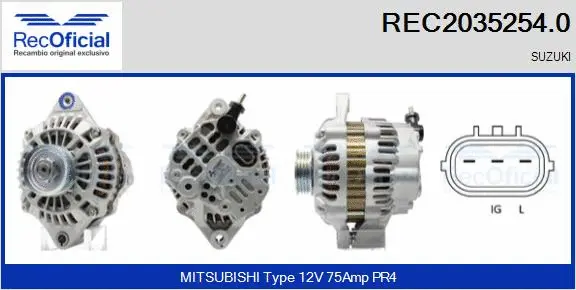 Alternateur RECOFICIAL REC2035254.0