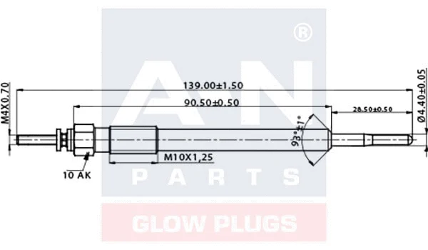 Bougie de préchauffage A-N PARTS A-N140003