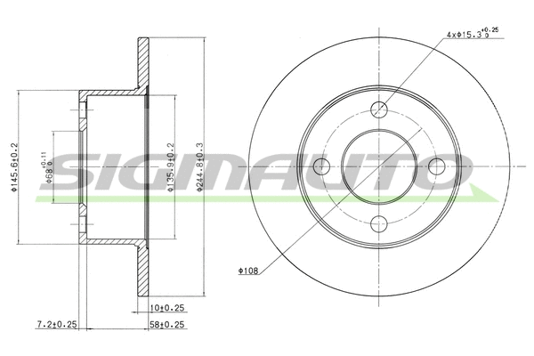 Disque de frein SIGMAUTO DBA625S