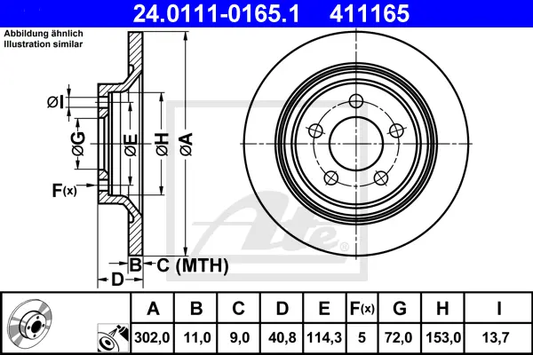 Disque de frein ATE-APAC 24.0111-0165.1