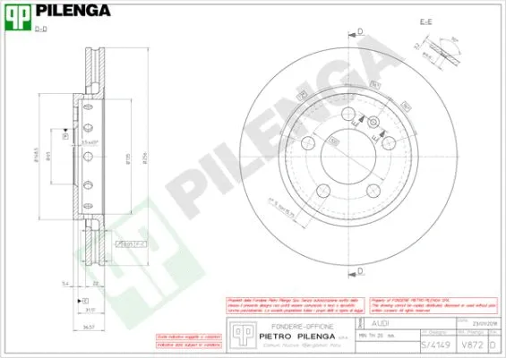 Disque de frein PILENGA V872