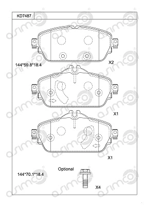 Kit de plaquettes de frein, frein à disque ASIMCO KD7487