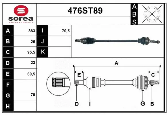 Arbre de transmission STARTCAR 476ST89