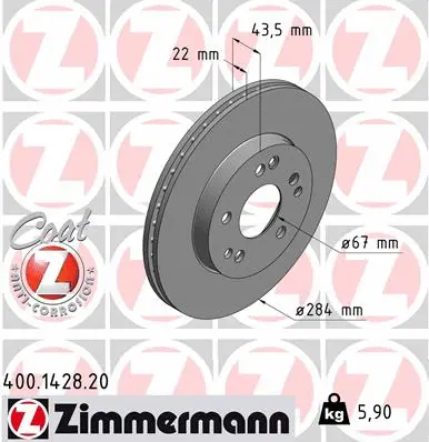 Disque de frein ZIMMERMANN 400.1428.20