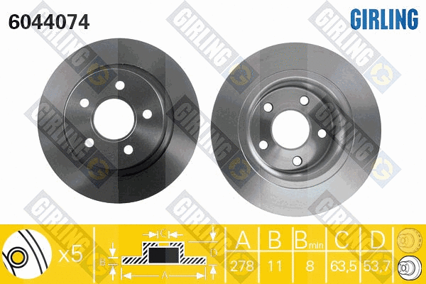 Disque de frein GIRLING 6044074