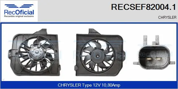 Moteur électrique, ventilateur pour radiateurs RECOFICIAL RECSEF82004.1