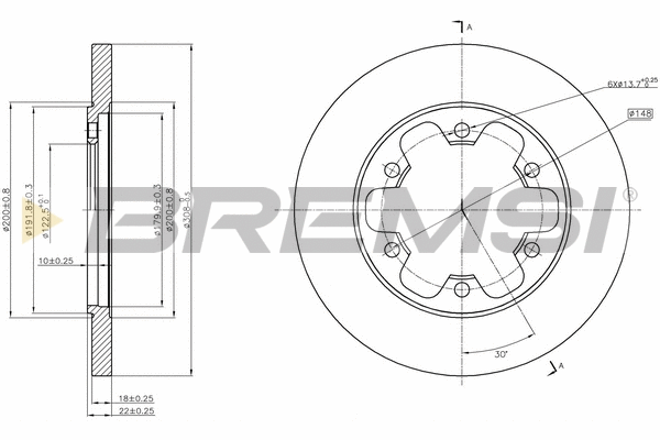Disque de frein BREMSI CD8485S