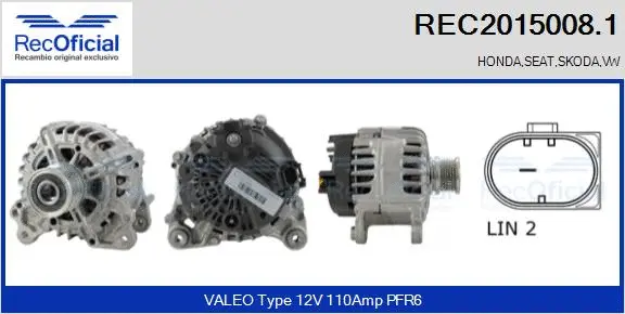 Alternateur RECOFICIAL REC2015008.1