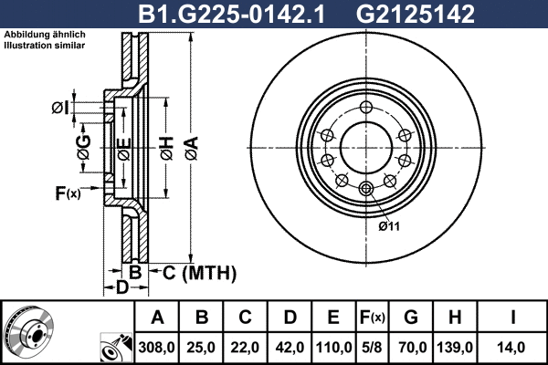 Disque de frein GALFER B1.G225-0142.1