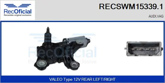 Moteur d'essuie-glace RECOFICIAL RECSWM15339.1