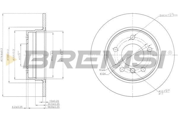 Disque de frein BREMSI CD7303S