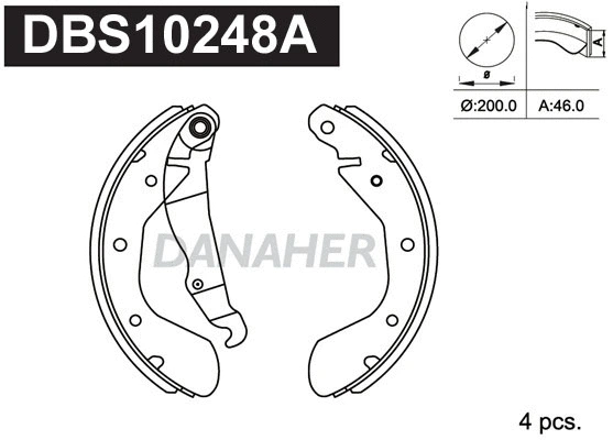 Jeu de mâchoires de frein DANAHER DBS10248A