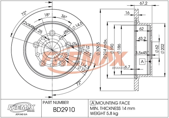 Disque de frein FREMAX BD-2910