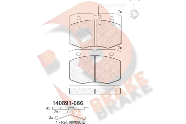 Kit de plaquettes de frein, frein à disque R BRAKE RB0891