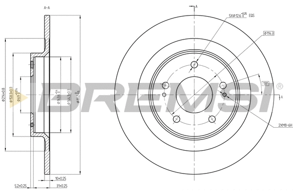 Disque de frein BREMSI CD8652S