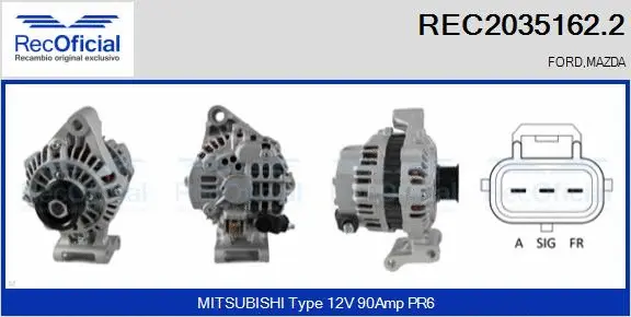 Alternateur RECOFICIAL REC2035162.2