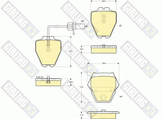 Kit de plaquettes de frein, frein à disque GIRLING 6115051