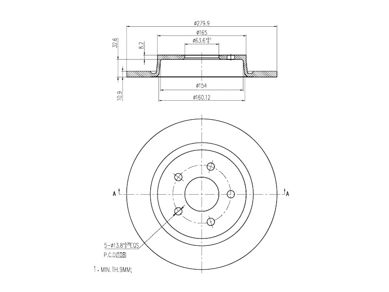 Disque de frein A.Z. Meisterteile AZMT-44-024-1135