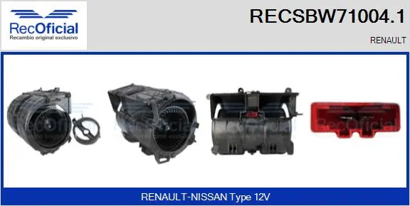 Pulseur d'air habitacle RECOFICIAL RECSBW71004.1