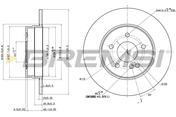 Disque de frein BREMSI CD6963S