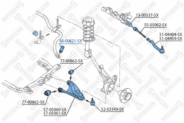 Entretoise/tige, stabilisateur STELLOX 56-00621-SX