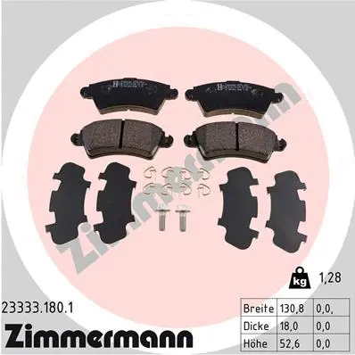 Kit de plaquettes de frein, frein à disque ZIMMERMANN 23333.180.1