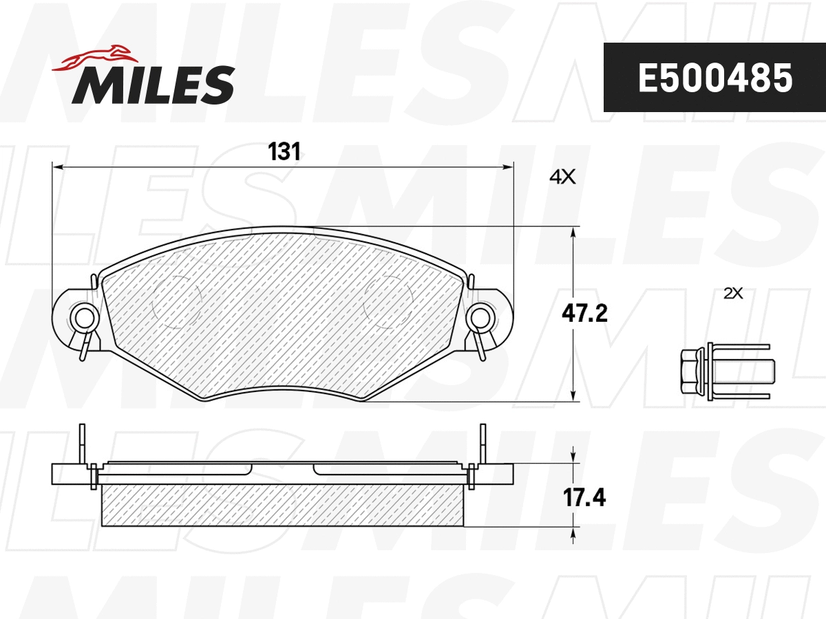 Kit de plaquettes de frein, frein à disque MILES E500485
