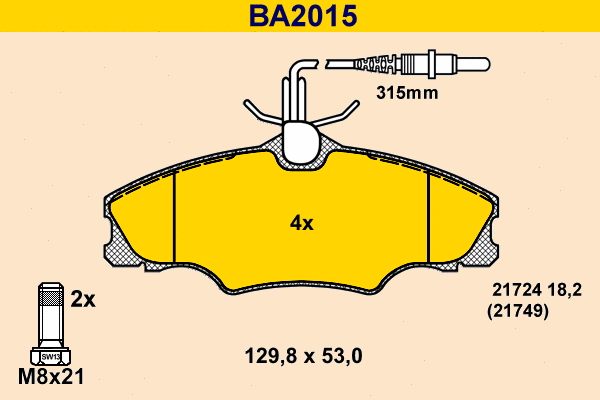 Kit de plaquettes de frein, frein à disque BARUM BA2015