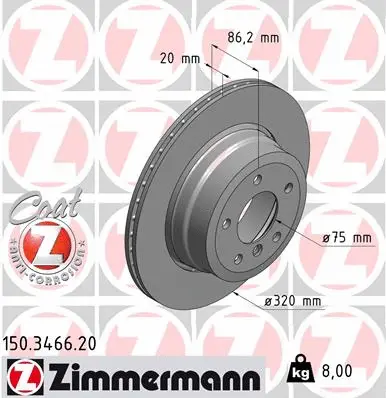 Disque de frein ZIMMERMANN 150.3466.20