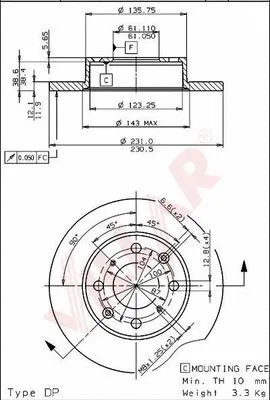 Disque de frein VILLAR 628.1717