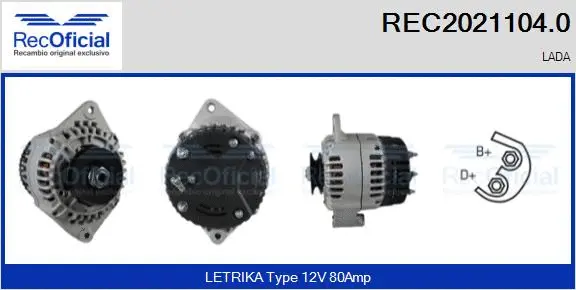 Alternateur RECOFICIAL REC2021104.0
