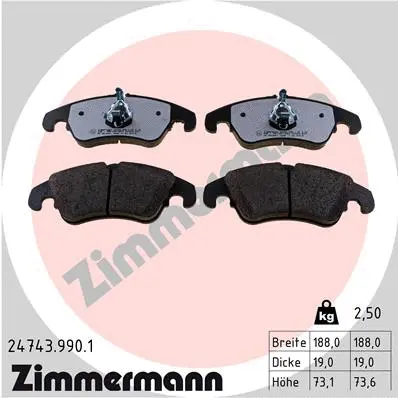 Kit de plaquettes de frein, frein à disque ZIMMERMANN 24743.990.1