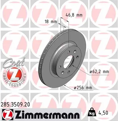 Disque de frein ZIMMERMANN 285.3509.20