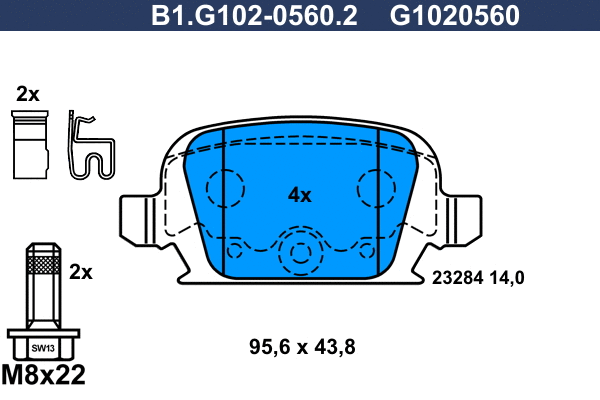 Kit de plaquettes de frein, frein à disque GALFER B1.G102-0560.2