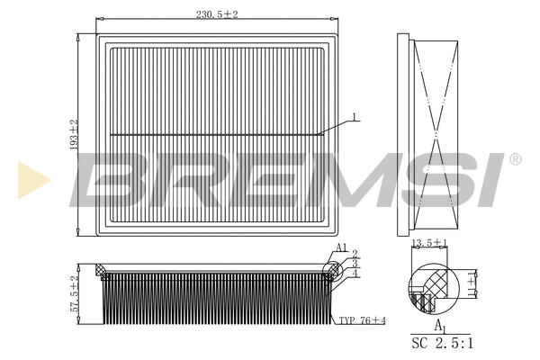 Filtre à air BREMSI FA1153