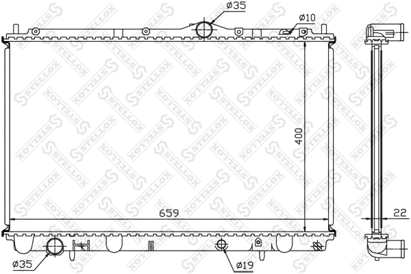 Radiateur, refroidissement du moteur STELLOX 10-25142-SX