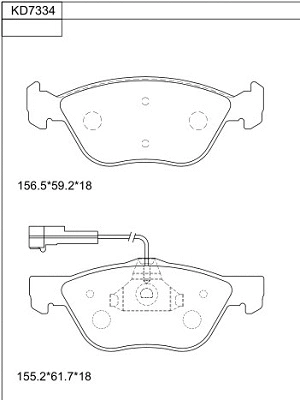 Kit de plaquettes de frein, frein à disque ASIMCO KD7334