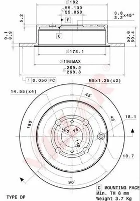 Disque de frein VILLAR 628.1006